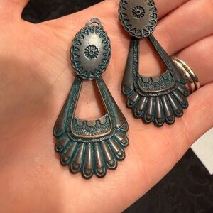 Antique Style Teal Earrings